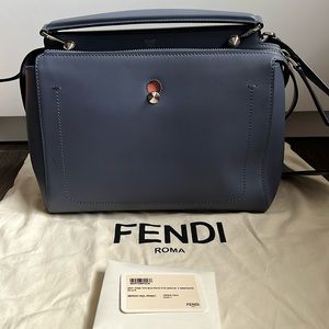 Fendi DotCom Convertible Satchel Leather Medium Blue